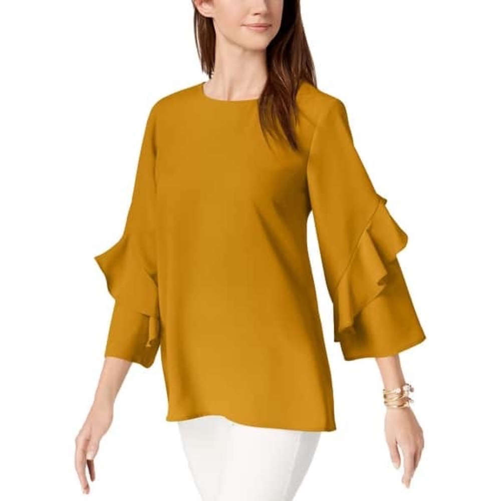 Alfani Ruffled-Sleeve Zip-Back Top - Picture 2 of 12